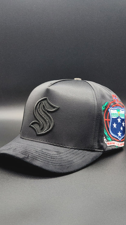 Satin Black Samoan Strapback