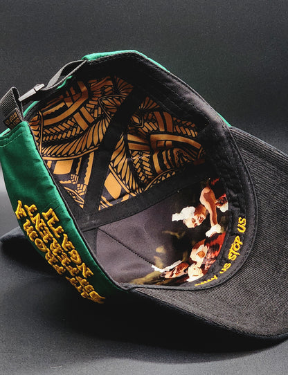 Green and Gold Satin Strapback